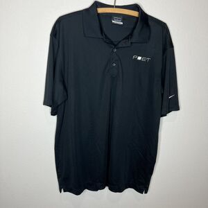 Nike Dri Fit Mens Golf Polo Shirt Poet Embroidered Logo Swoosh Black SZ Medium